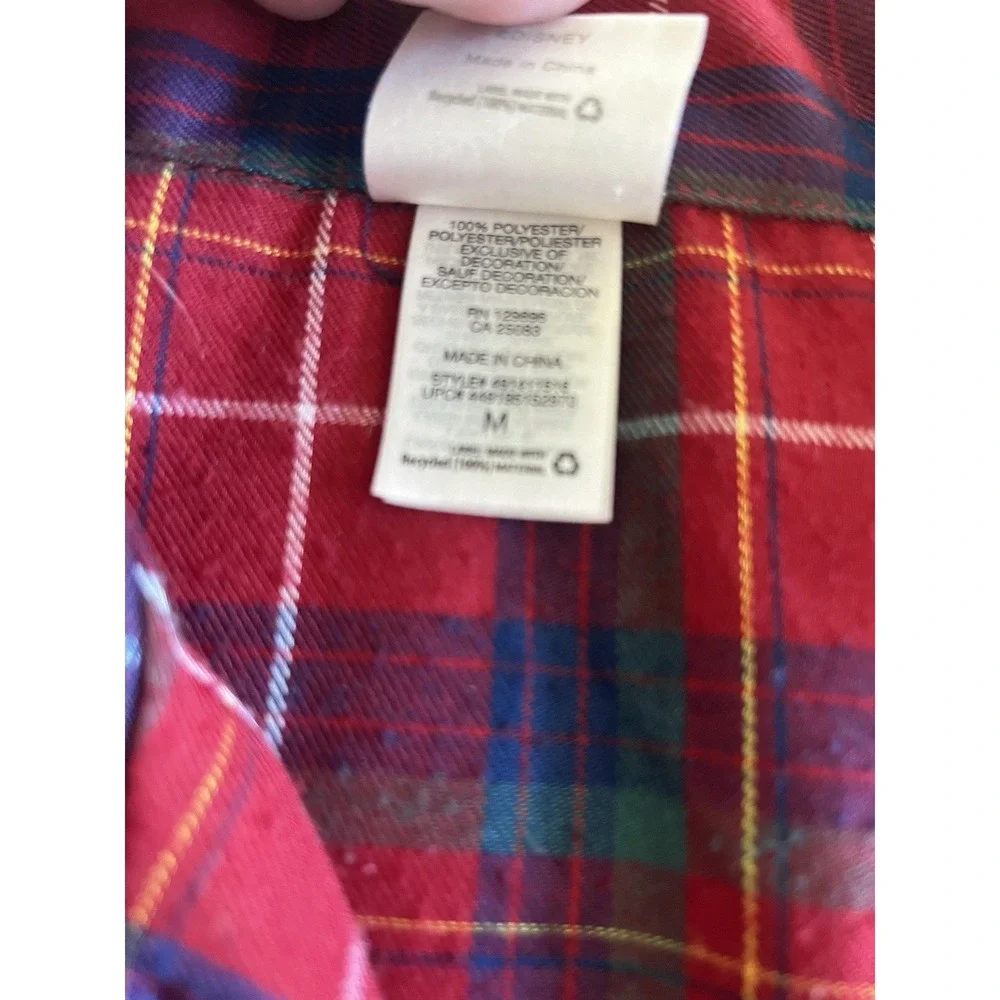 Disney Store Men's Pajama Shirt Size M Red Plaid Mickey Mouse - Picture 4 of 12
